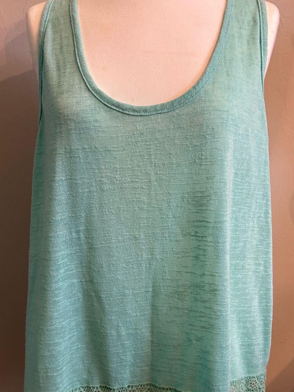 No Boundaries Women’s Juniors Mint Crochet Detailing Racerback Tank Top Sz XL